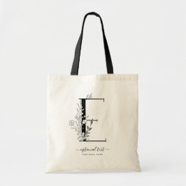 Monogram Blommigt Anpassningsbar Tote Bag - Brev E Tygkasse