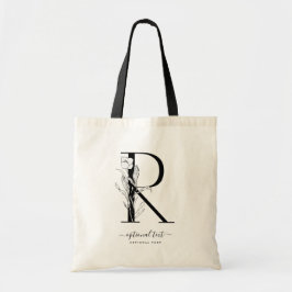 Monogram Blommigt Anpassningsbar Tote Bag - Single Tygkasse