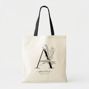 Monogram Blommigt Anpassningsbar Tote Bag - Single Tygkasse