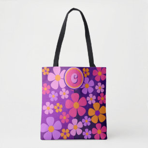 Monogram Blommigt Blommar Burst Vibrant Tygkasse