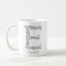 Monogram Blommigt Botanical Black White Brev E Kaffemugg