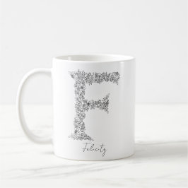 Monogram Blommigt Botanical Black White Brev F Kaffemugg