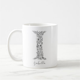 Monogram Blommigt Botanical Black White Brev I Kaffemugg