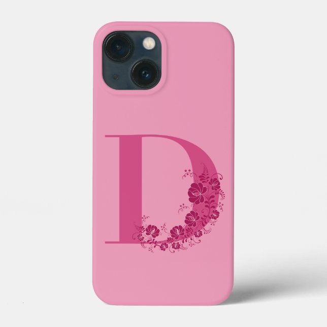 Monogram Blommigt Brev D iphone case (Baksida)