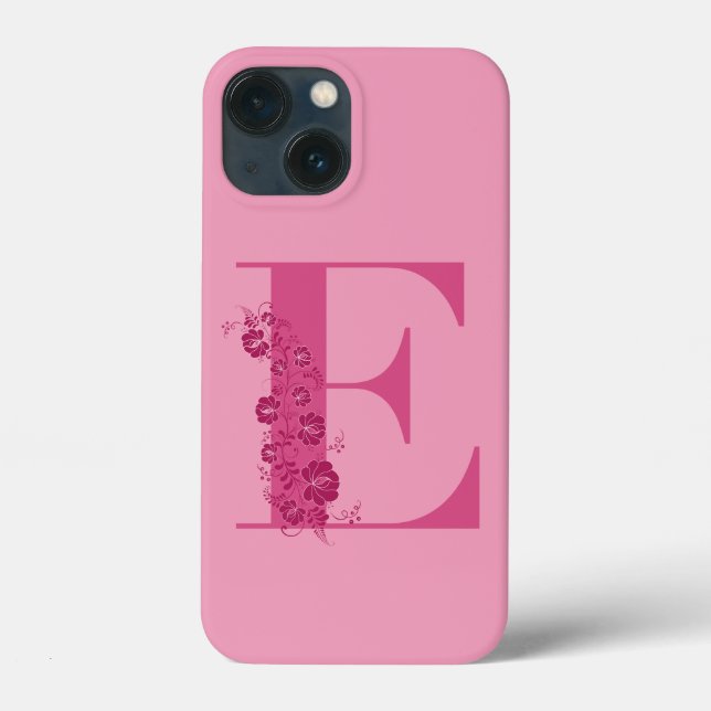 Monogram Blommigt Brev E iphone case (Baksida)