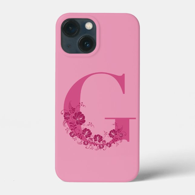 Monogram Blommigt Brev G iphone case (Baksida)
