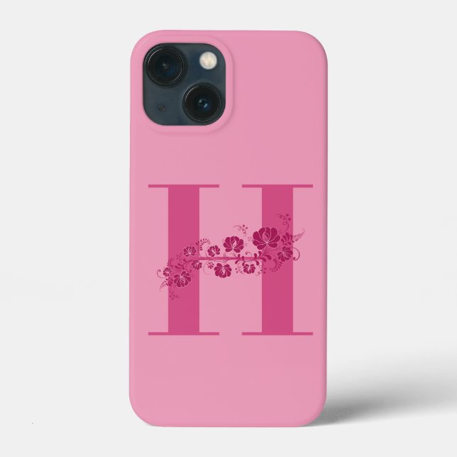 Monogram Blommigt Brev H iphone case (Baksida)