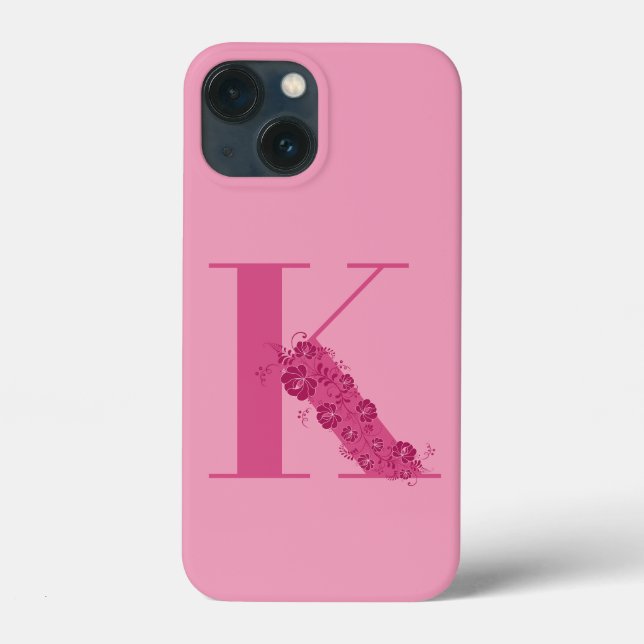 Monogram Blommigt Brev K iphone case (Baksida)