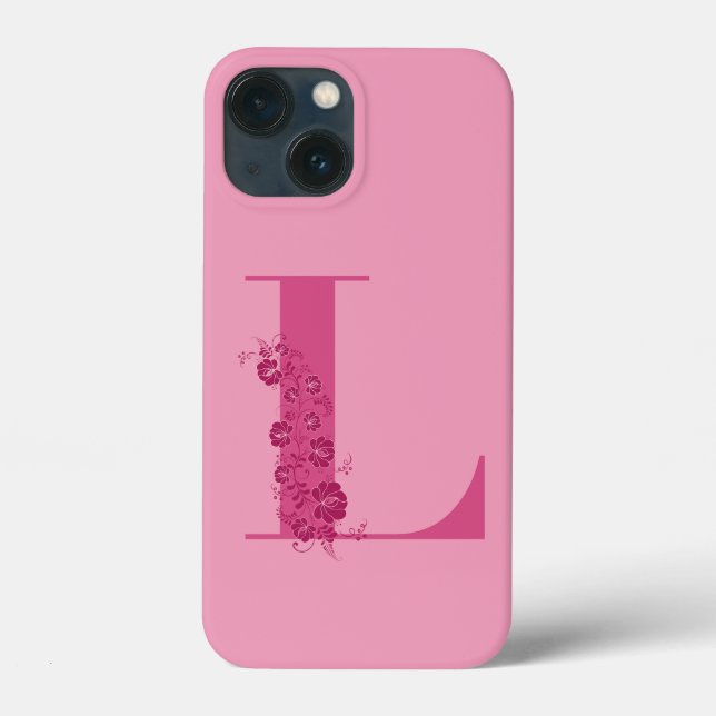 Monogram Blommigt Brev L iphone case (Baksida)