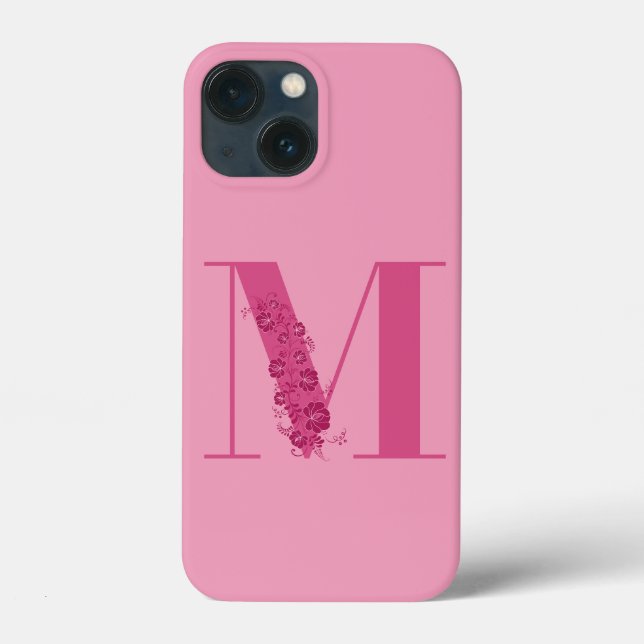 Monogram Blommigt Brev M iphone case (Baksida)