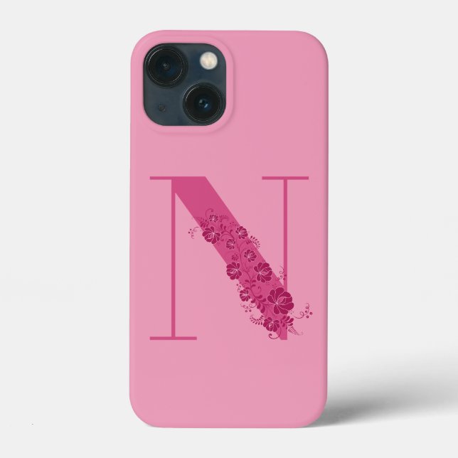 Monogram Blommigt Brev N iphone case (Baksida)