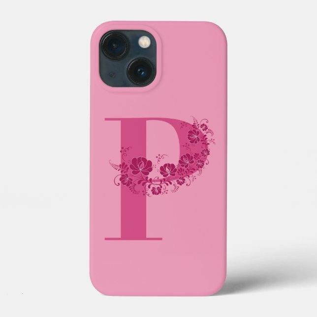 Monogram Blommigt Brev P iphone case (Baksida)