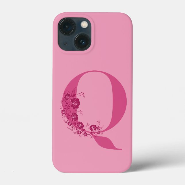 Monogram Blommigt Brev Q iphone case (Baksida)