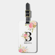 Monogram Blommigt Brev Rosa och Guld Bouquet