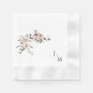 Monogram Blommigt Bröllop myntad Pappersservett