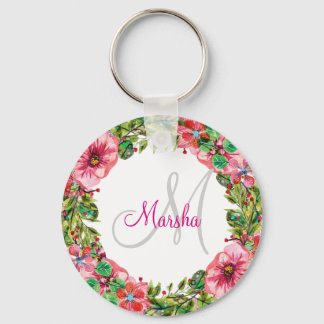 Monogram Blommigt Design Nyckelring