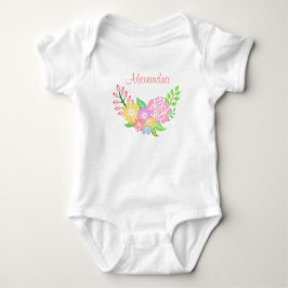 Monogram Blommigt Flicka Baby Jersey Bodykostym Tee Shirt