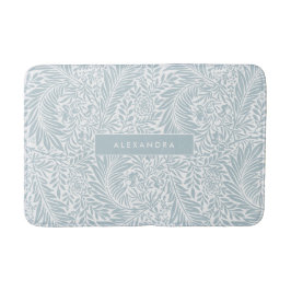 Monogram Blommigt Foliage Elegan Dusty Blue Badrumsmatta