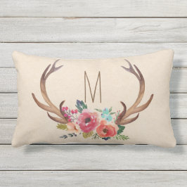 Monogram Blommigt Hjort Horn Utomhuskudde