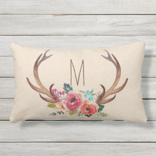 Monogram Blommigt Hjort Horn Utomhuskudde