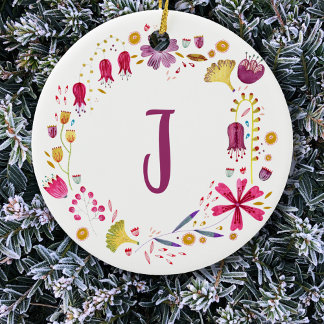 Monogram-Blommigt Julgransprydnad Keramik