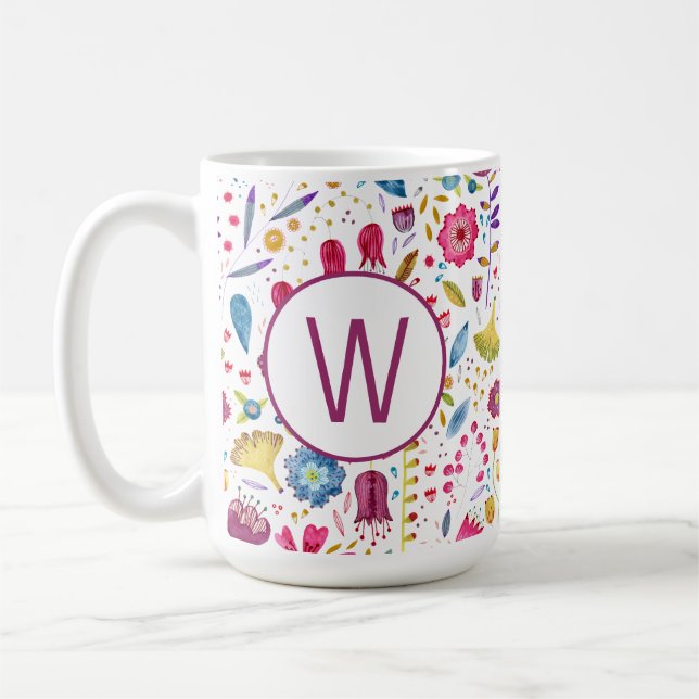 Monogram-Blommigt Kaffemugg (Vänster)