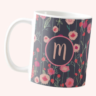 Monogram Blommigt Mörk Kaffemugg
