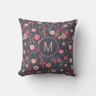 Monogram Blommigt Mörk Kudde