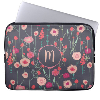 Monogram Blommigt Mörk Laptop Fodral