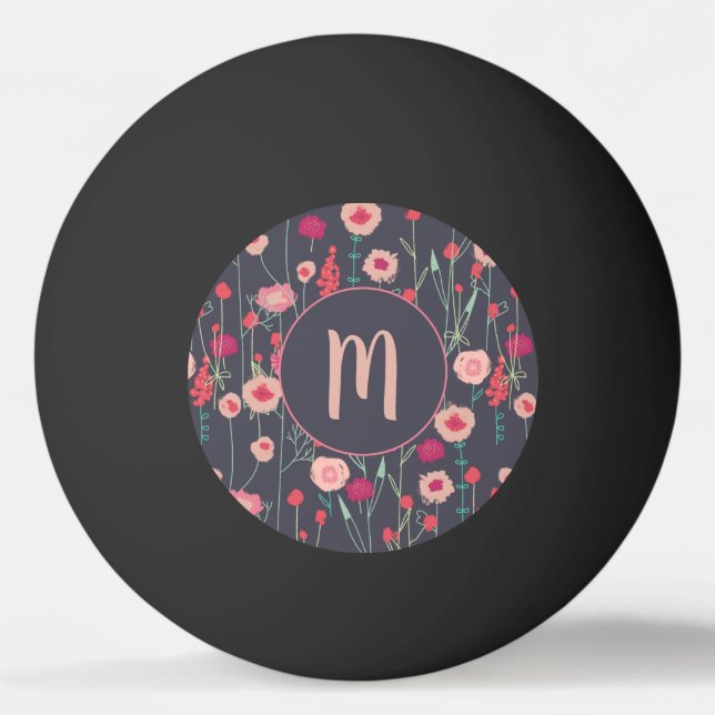 Monogram Blommigt Mörk Pingisboll (Framsidan)