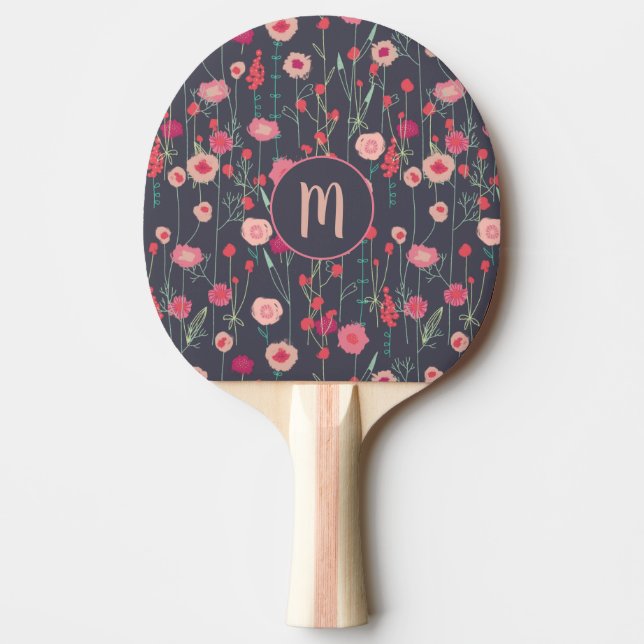 Monogram Blommigt Mörk Pingisracket (Framsidan)