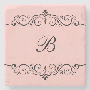 Monogram Blommigt Moury Drink Coasters Underlägg Sten