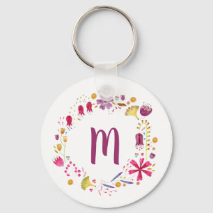 Monogram-Blommigt Nyckelring