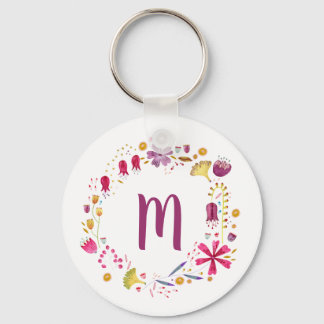 Monogram-Blommigt Nyckelring