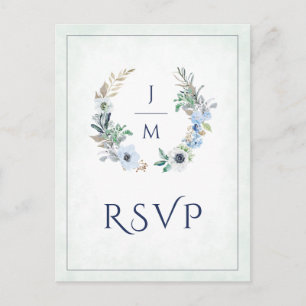 Monogram Blommigt OSA för val av andningsmål Bröll Vykort
