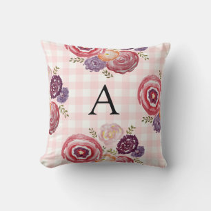Monogram Blommigt Painting Dekorativ kudde