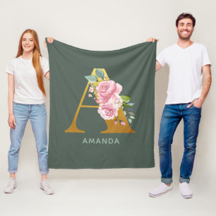 Monogram Blommigt Personlig Botanical Brev A Fleecefilt