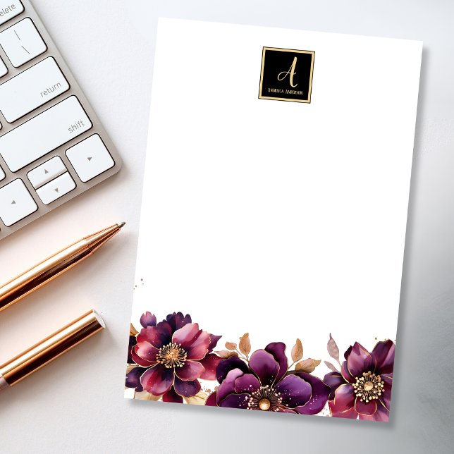 Monogram-Blommigt Post-it Block (Skapare uppladdad)