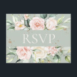 Monogram Blommigt Rosa Grönt VattenfärgsOSA Vykort<br><div class="desc">Elegant rosa  blommigt monogram "OSA" Bakgrundsbudgetkort för Sage grönt.</div>