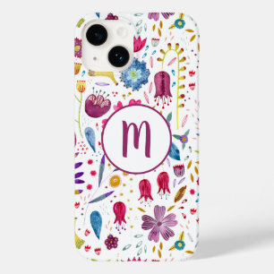 Monogram Blommigt Vattenfärg