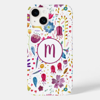 Monogram Blommigt Vattenfärg