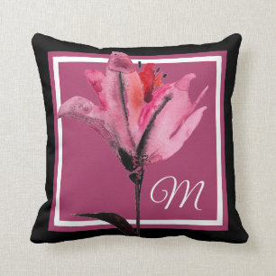 Monogram Blommigt Vattenfärg II Kudde