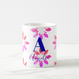 Monogram Blommigt Watercolor Retro Mönster Shock r Kaffemugg