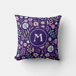 Monogram Blommigt Whimsical Boho Dekorativ kudde
