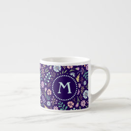 Monogram Blommigt Whimsical Boho Espresso Mugg Espressomugg