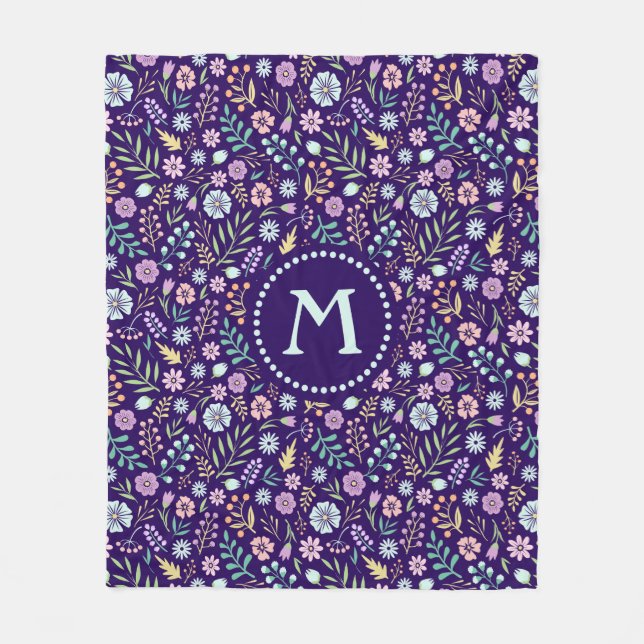 Monogram Blommigt Whimsical Boho Fleece Blanket (Framsidan)