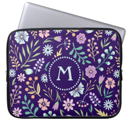 Monogram Blommigt Whimsical Boho Laptop sleeve