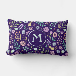 Monogram Blommigt Whimsical Boho Lumbar Pillow Lumbarkudde