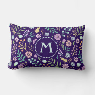 Monogram Blommigt Whimsical Boho Lumbar Pillow Lumbarkudde