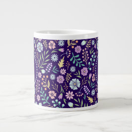 Monogram Blommigt Whimsical Boho Mönster Jumbo Mug Jumbo Mugg